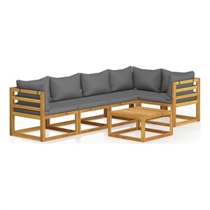 vidaXL 6 Piece Patio Lounge Set with Cushions Solid Acacia Wood