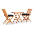 vidaXL 3 Piece Bistro Set with Black Cushions Solid Teak Wood