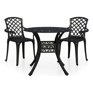 vidaXL 3 Piece Bistro Set Cast Aluminum Black