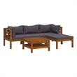 vidaXL 5 Piece Patio Lounge Set with Cushion Solid Acacia Wood