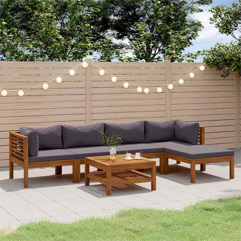 vidaXL 6 Piece Patio Lounge Set with Cushion Solid Acacia Wood