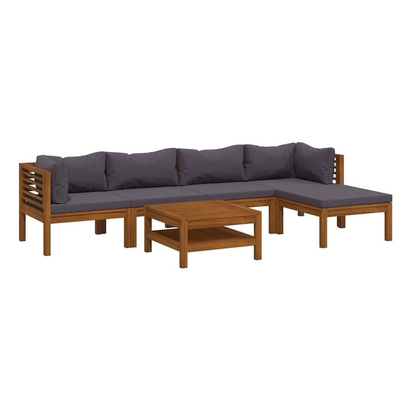 vidaXL 6 Piece Patio Lounge Set with Cushion Solid Acacia Wood