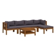 vidaXL 6 Piece Patio Lounge Set with Cushion Solid Acacia Wood