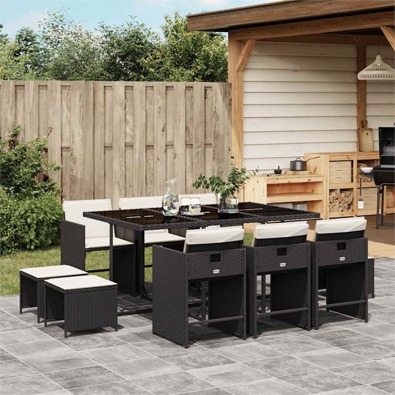 vidaXL Garden Dining Set Black Rattan 28.7