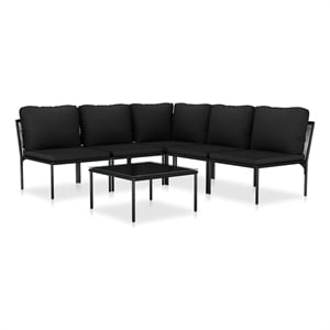 vidaXL 6 Piece Patio Lounge Set with Cushions Black PVC