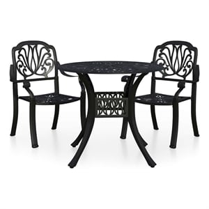 vidaXL 3 Piece Bistro Set Cast Aluminum Black