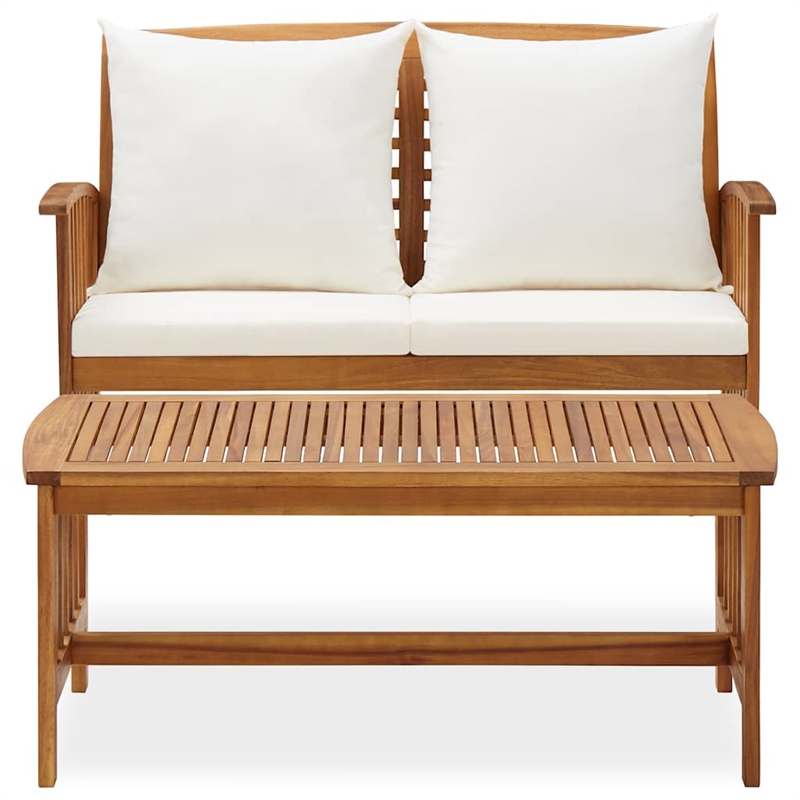 vidaXL 2 Piece Patio Lounge Set with Cushions Solid Acacia Wood