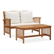 vidaXL 2 Piece Patio Lounge Set with Cushions Solid Acacia Wood