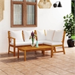 vidaXL 4 Piece Patio Lounge Set with Cushion Cream Solid Acacia Wood
