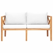 vidaXL Patio Bench with Cream Cushions Solid Teak Wood