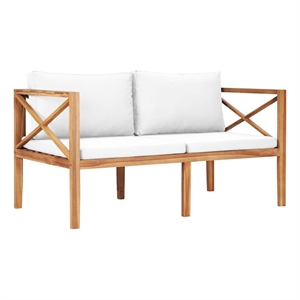 vidaXL Patio Bench with Cream Cushions Solid Teak Wood