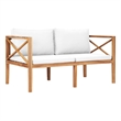 vidaXL Patio Bench with Cream Cushions Solid Teak Wood