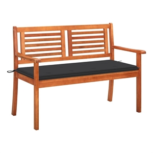 vidaXL 2-Seater Patio Bench with Cushion 47.2&quot Solid Eucalyptus Wood