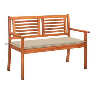 vidaXL 2-Seater Patio Bench with Cushion 47.2&quot Solid Eucalyptus Wood
