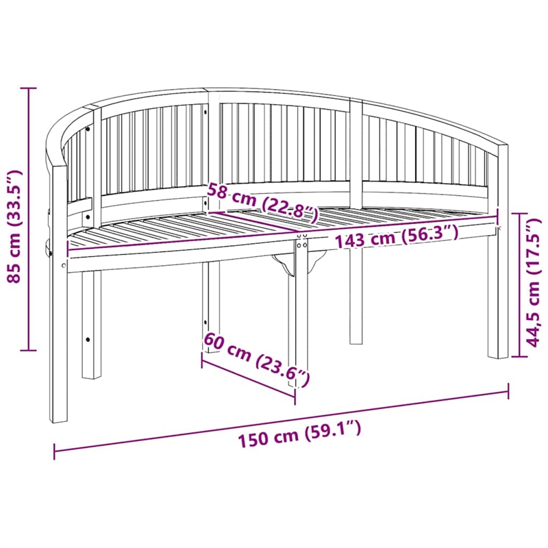 vidaXL Banana Bench 59.4
