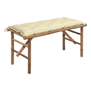 vidaXL Folding Patio Bench with Cushion 46.5&quot Bamboo