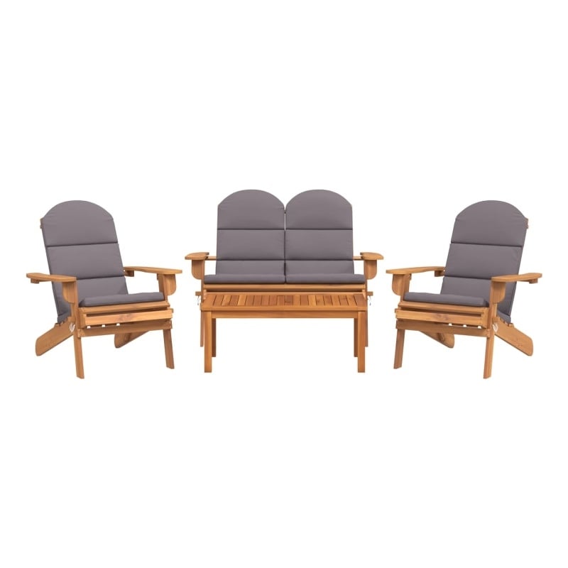 vidaXL 4 Piece Adirondack Patio Lounge Set Solid Wood Acacia