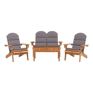 vidaXL 4 Piece Adirondack Patio Lounge Set Solid Wood Acacia