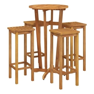 vidaXL 5 Piece Patio Bar Set Solid Wood Acacia