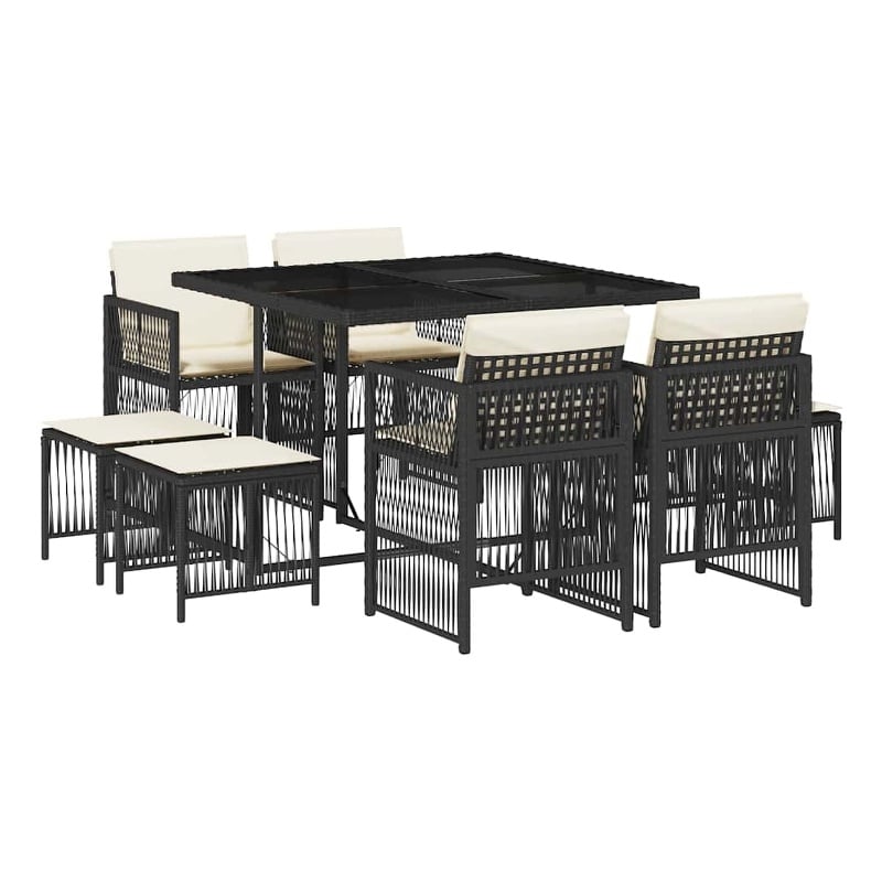 vidaXL Garden Dining Set Black Rattan 28.7