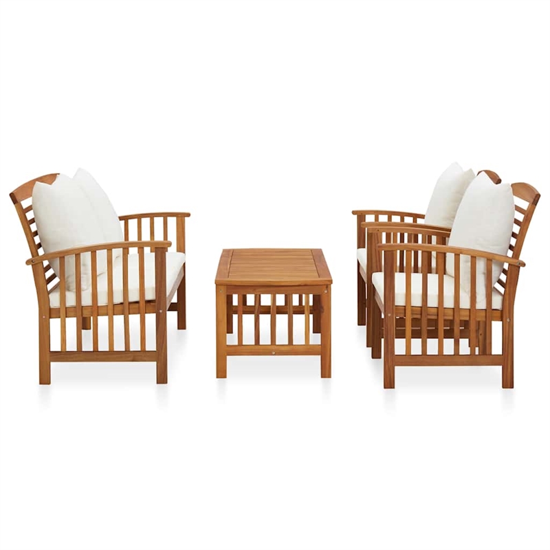 vidaXL 4 Piece Patio Lounge Set with Cushions Solid Acacia Wood