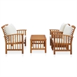 vidaXL 4 Piece Patio Lounge Set with Cushions Solid Acacia Wood