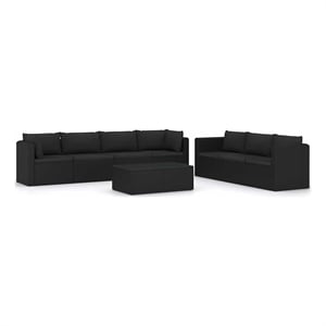 vidaXL 8 Piece Patio Lounge Set with Cushions Poly Rattan Black