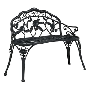 vidaXL Patio Bench 39.4&quot Cast Aluminum Black