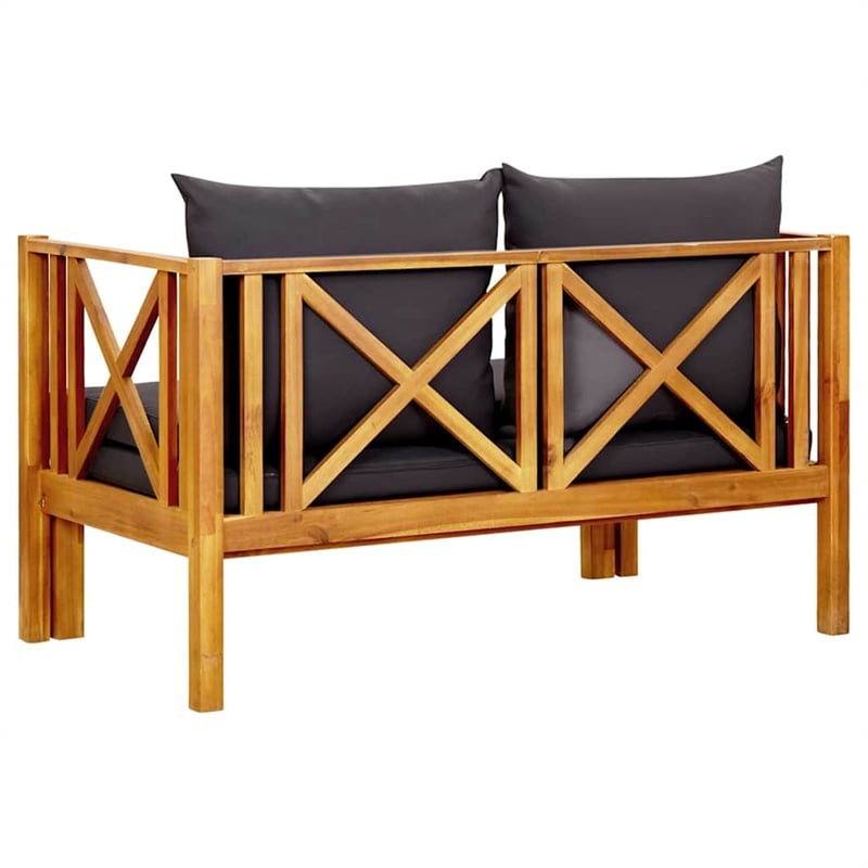 vidaXL 2-Seater Patio Bench with Cushions 48