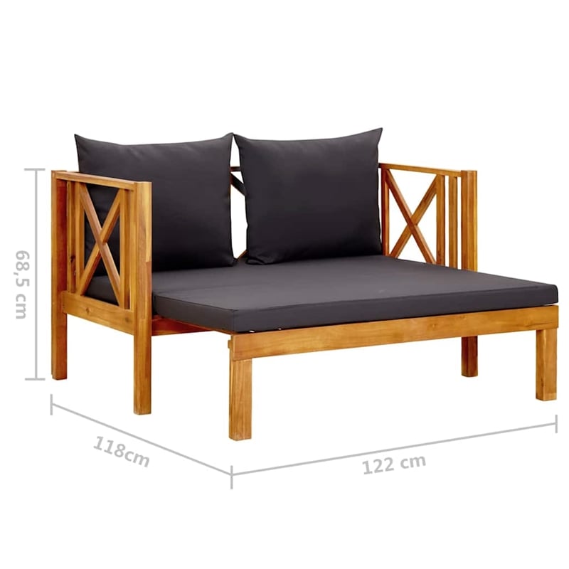 vidaXL 2-Seater Patio Bench with Cushions 48