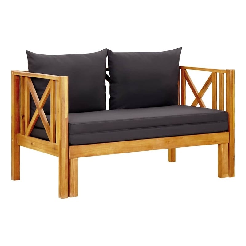 vidaXL 2-Seater Patio Bench with Cushions 48