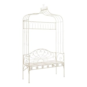 vidaXL Patio Bench 48&quot Iron Antique White