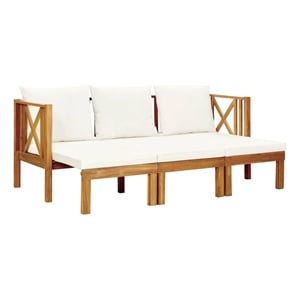 vidaXL 3-Seater Patio Bench with Cushions 70.5&quot Solid Acacia Wood