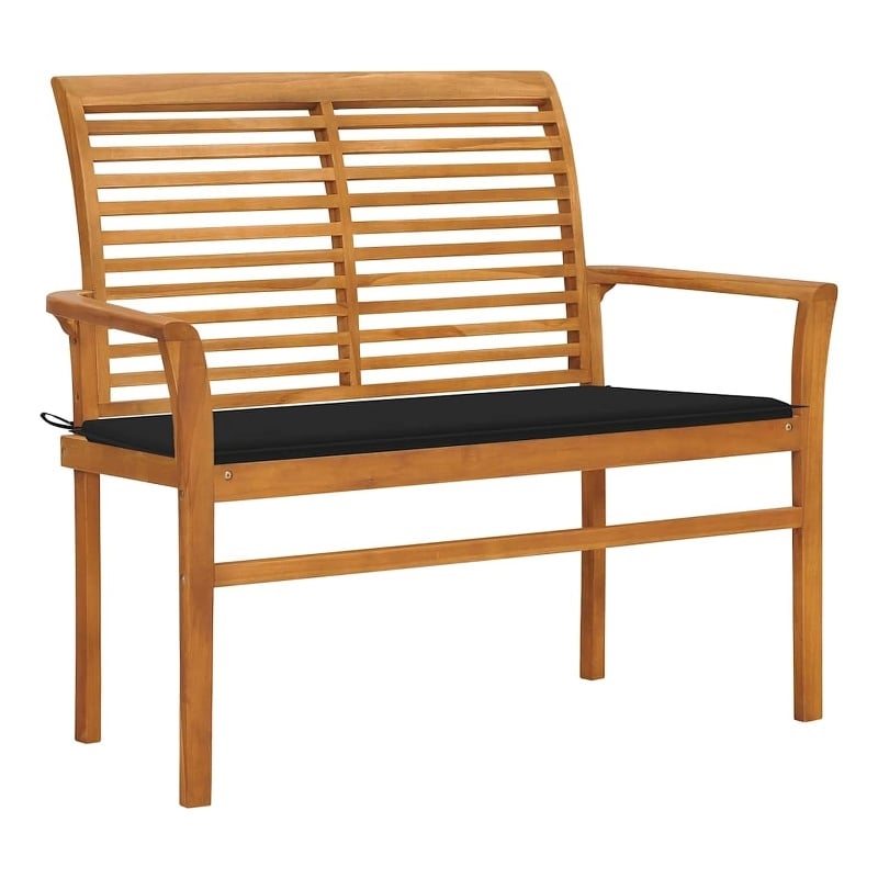 vidaXL Patio Bench with Black Cushion 44.1