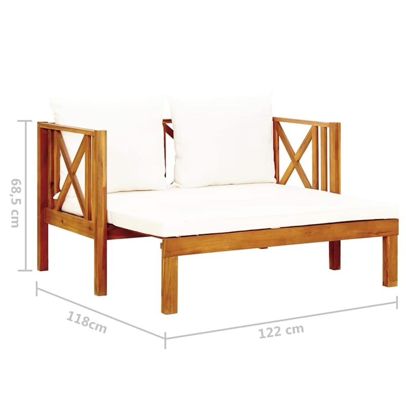 vidaXL 2-Seater Patio Bench with Cushions 48