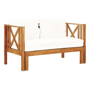 vidaXL 2-Seater Patio Bench with Cushions 48&quot Solid Acacia Wood