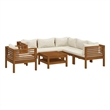 vidaXL 7 Piece Patio Lounge Set with Cream Cushion Solid Acacia Wood