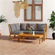 vidaXL 4 Piece Patio Lounge Set with Cushion Solid Acacia Wood