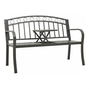 vidaXL Patio Bench with a Table 49.2&quot Steel Gray