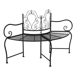 vidaXL Tree Bench 59.1&quot Black Steel 37.4&quot H x 59.1&quot W x 25&quot D
