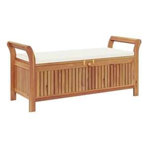 vidaXL Patio Storage Bench with Cushion 49.6&quot Solid Wood Acacia