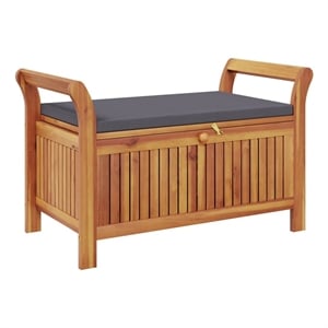 vidaXL Patio Storage Bench with Cushion 35.8&quot Solid Wood Acacia
