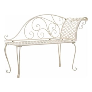 vidaXL Patio Chaise Lounge 50.4&quot Metal Antique White