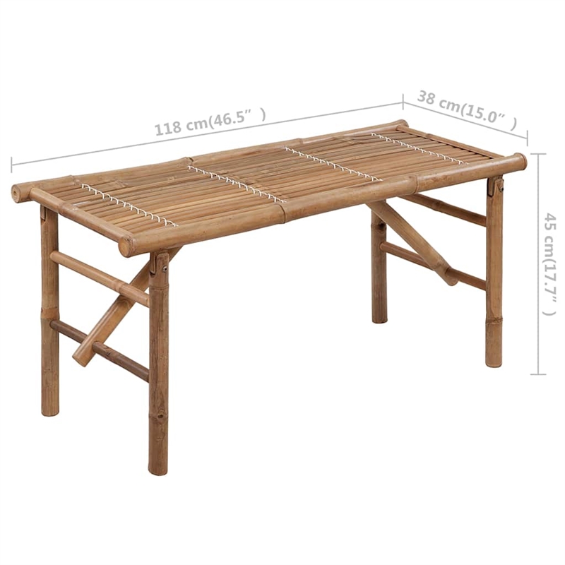 vidaXL Folding Patio Bench with Cushion 46.5