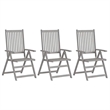 vidaXL Patio Reclining Chairs 3 pcs with Cushions Solid Acacia Wood