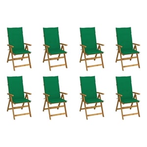 vidaXL Folding Patio Chairs with Cushions 8 pcs Solid Acacia Wood