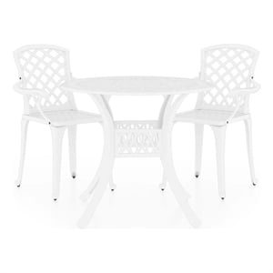 vidaXL 3 Piece Bistro Set Cast Aluminum White