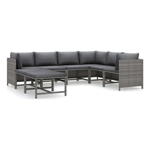 vidaXL 8 Piece Patio Lounge Set with Cushions Poly Rattan Gray