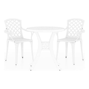 vidaXL 3 Piece Bistro Set Cast Aluminum White