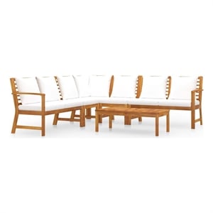 vidaXL 6 Piece Patio Lounge Set with Cushion Cream Solid Acacia Wood